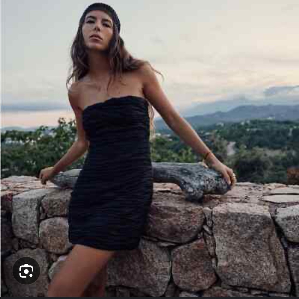 Linen Black Strapless Dress
